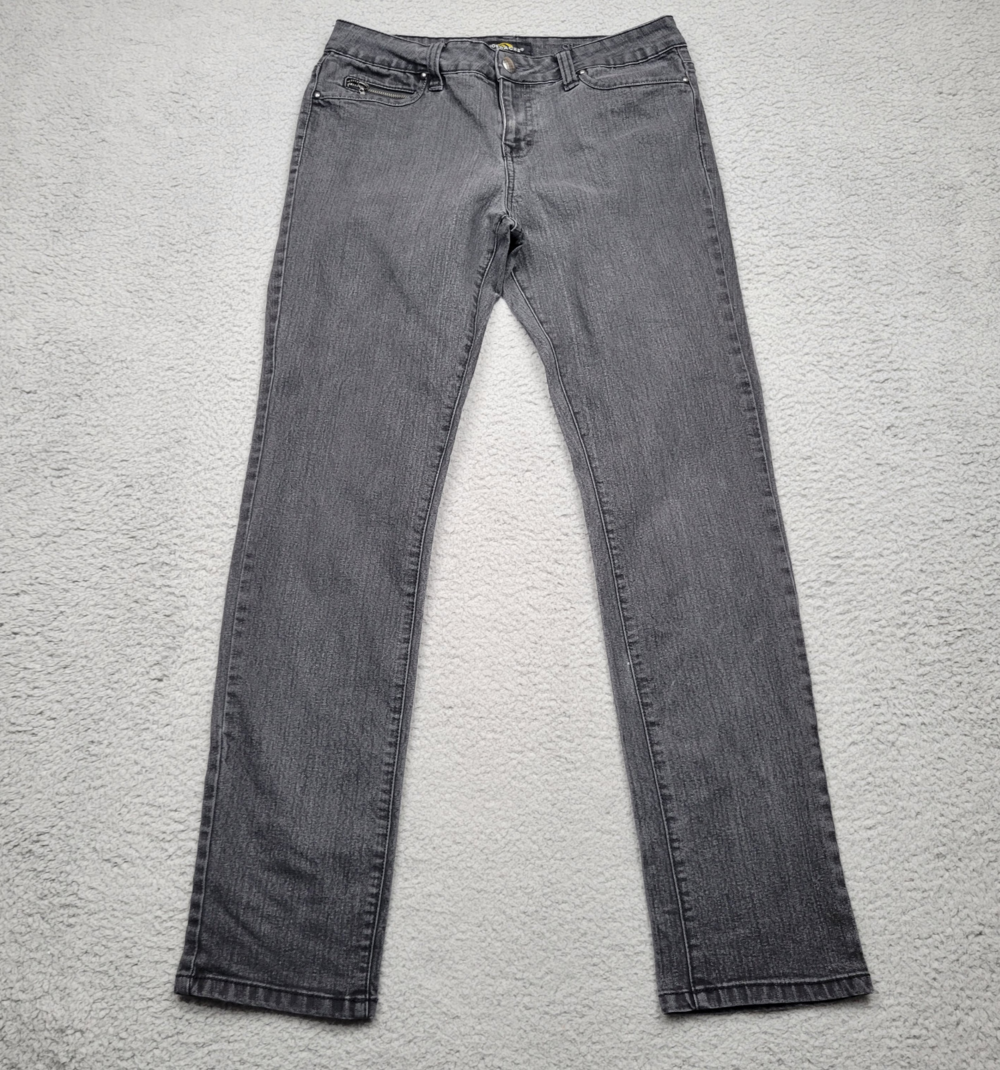 Jordache Jeans Womens 6 Black Weathered Denim Skinny Straight 28x30.5*